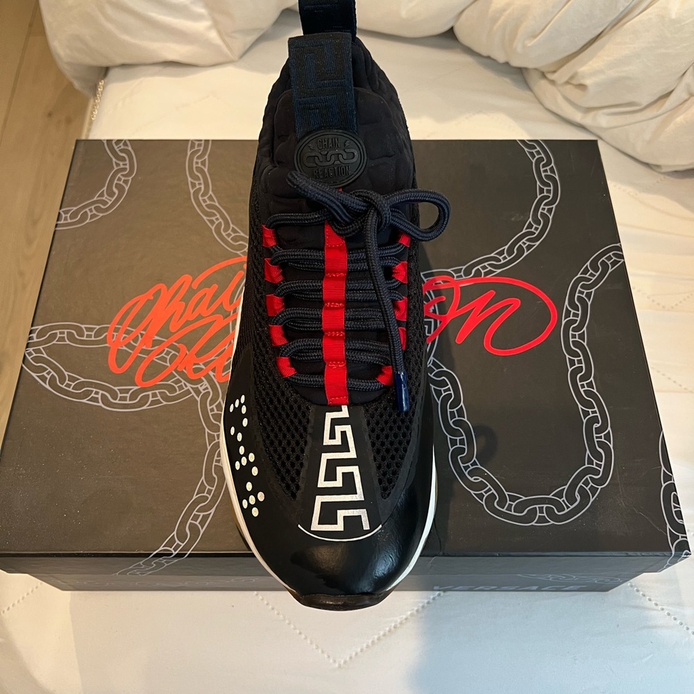 Versace Men's Black and Red Athletic Sneakers